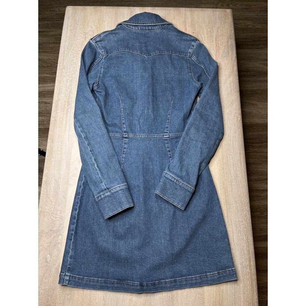 Reformation Arizona Denim Mini Dress Medium Wash Longsleeve Size 8 - Picture 8 of 8